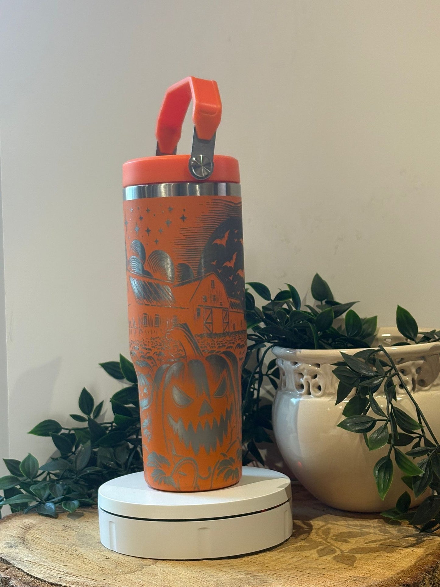 Pumpkin and scarecrow tumbler