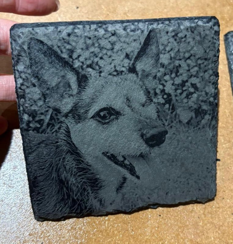 Personalised round slate coaster