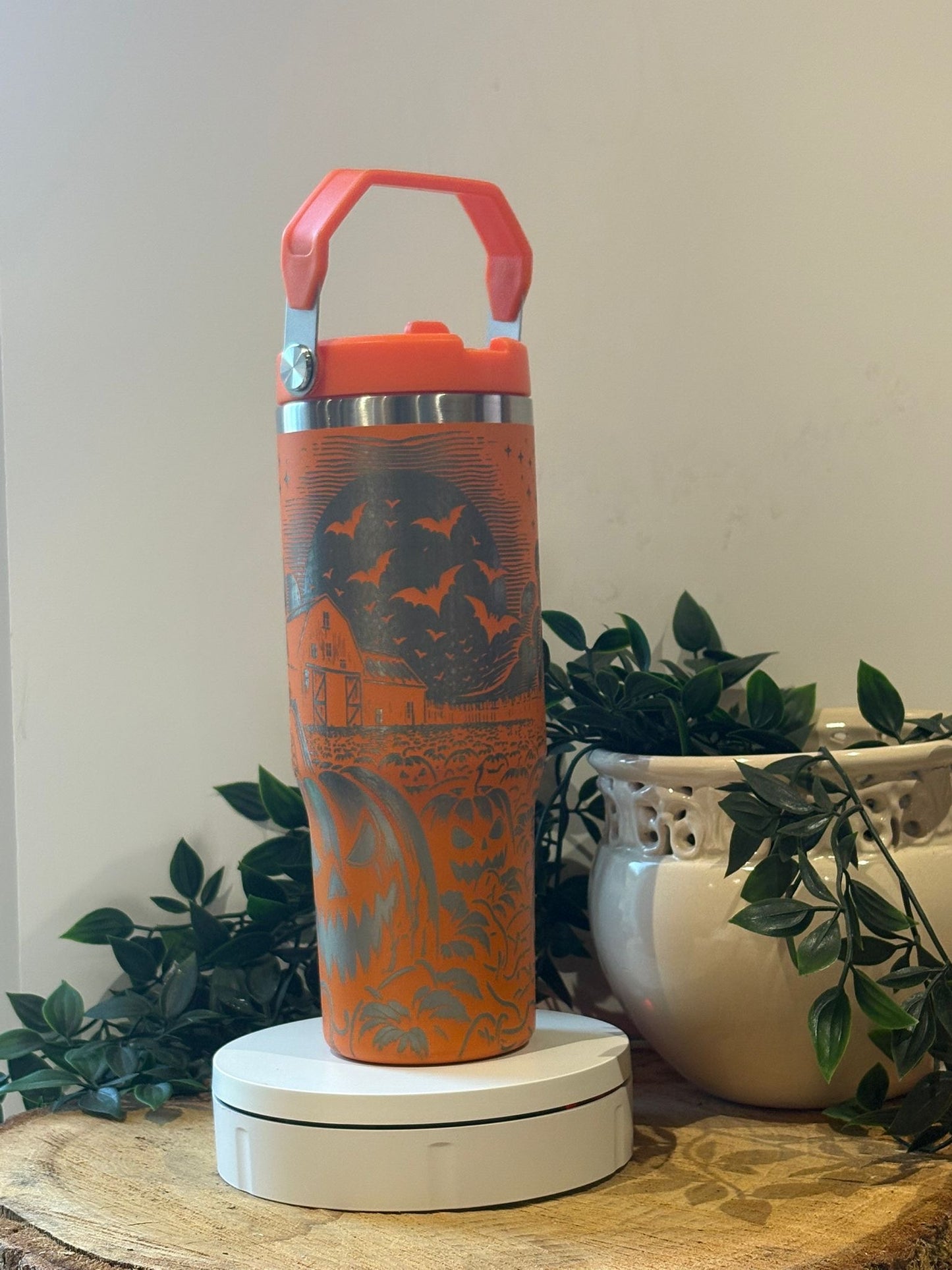 Pumpkin and scarecrow tumbler