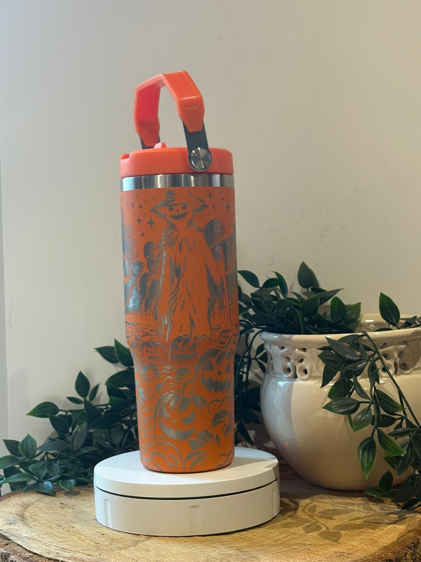 Pumpkin and scarecrow tumbler