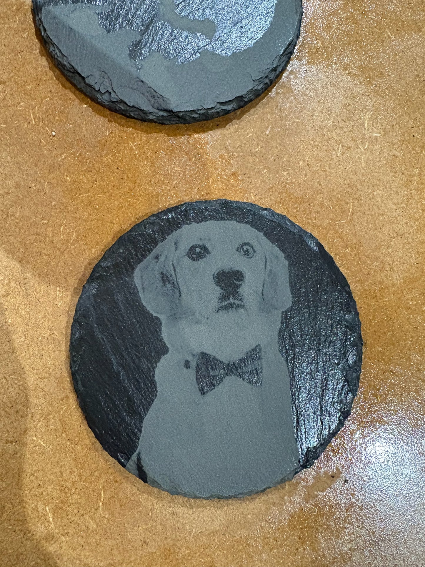 Personalised round slate coaster