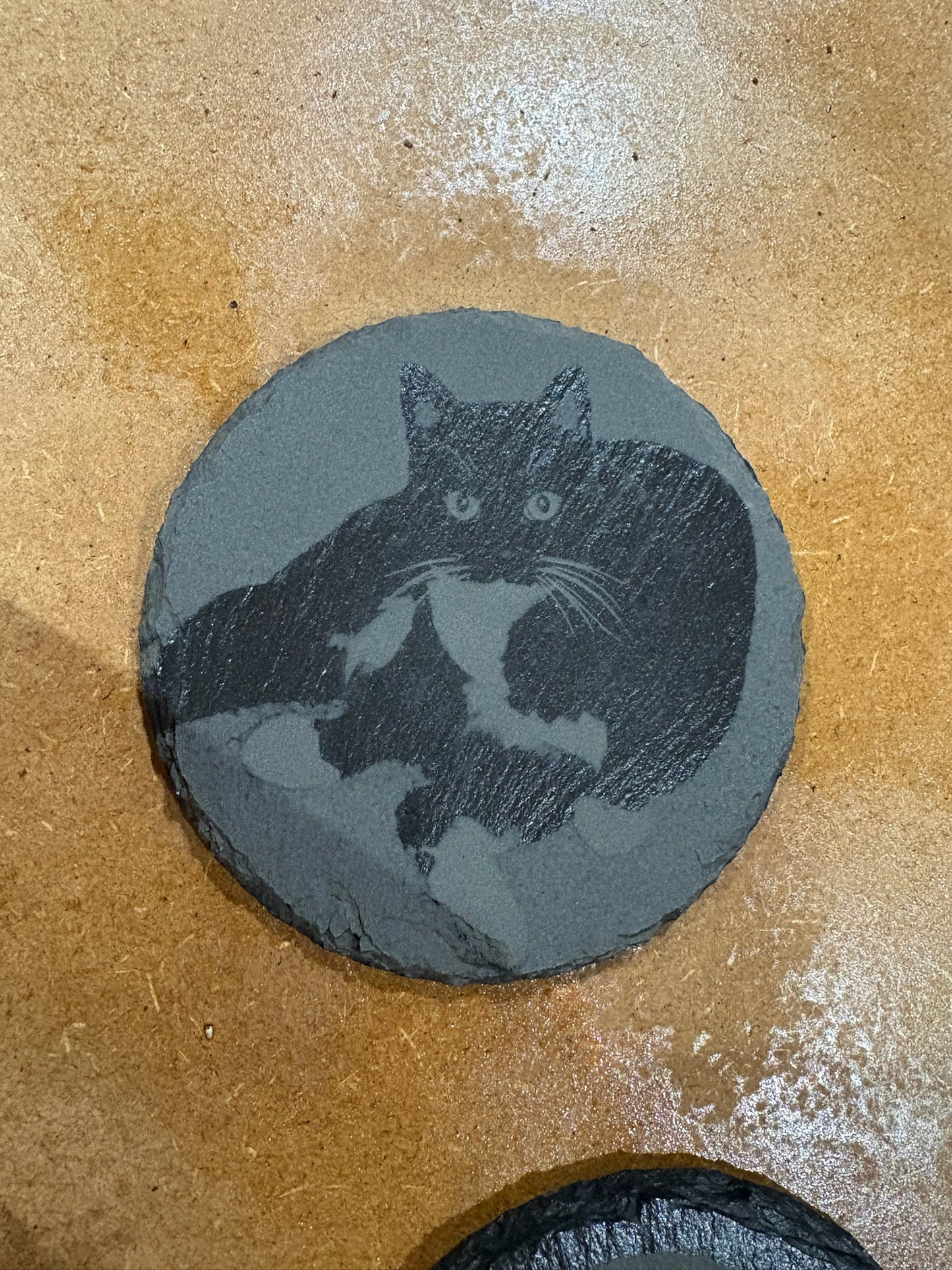 Personalised round slate coaster