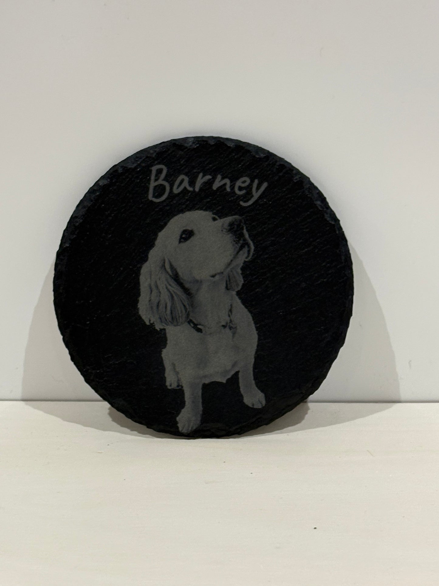 Personalised round slate coaster