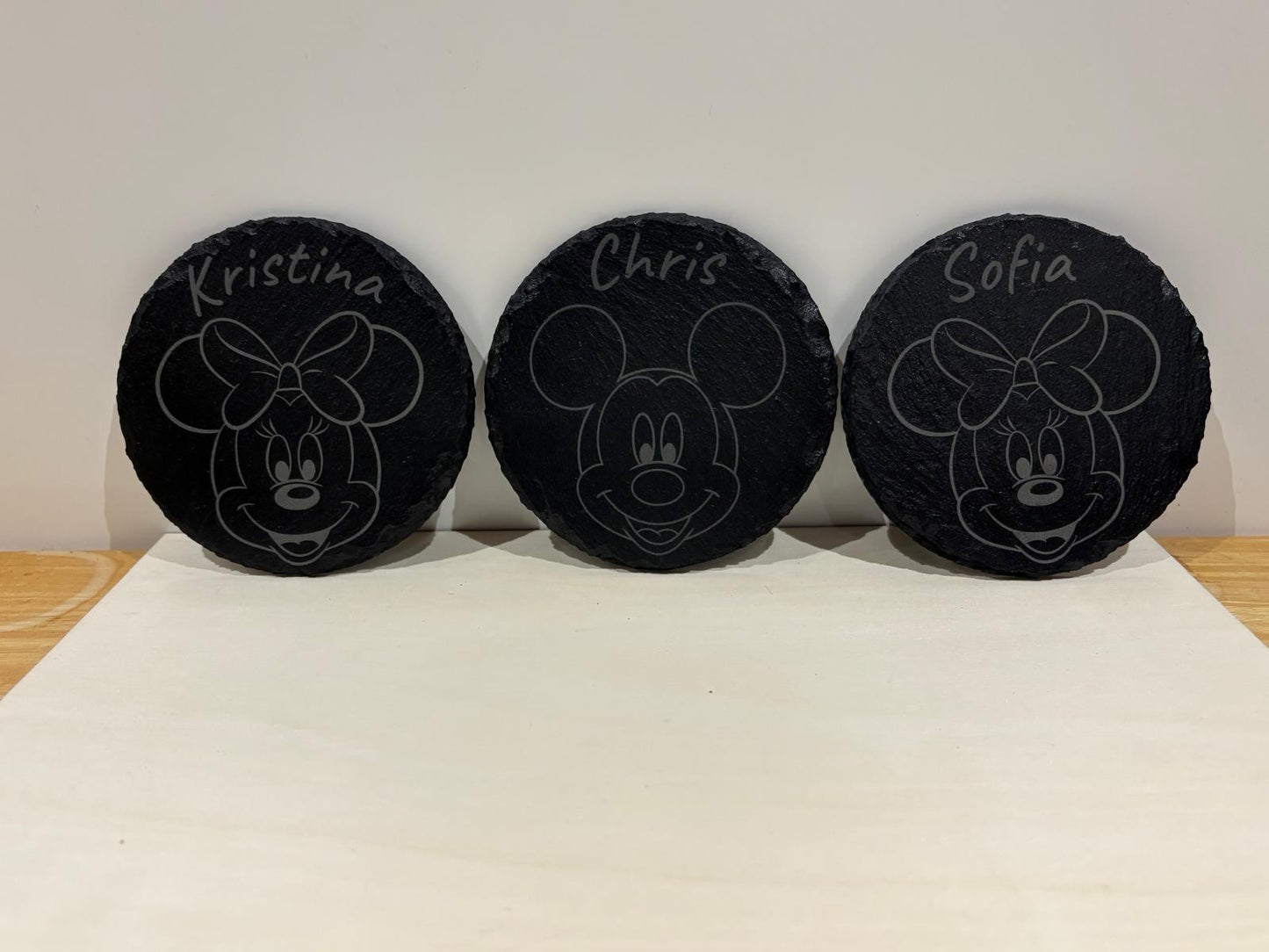 Personalised round slate coaster