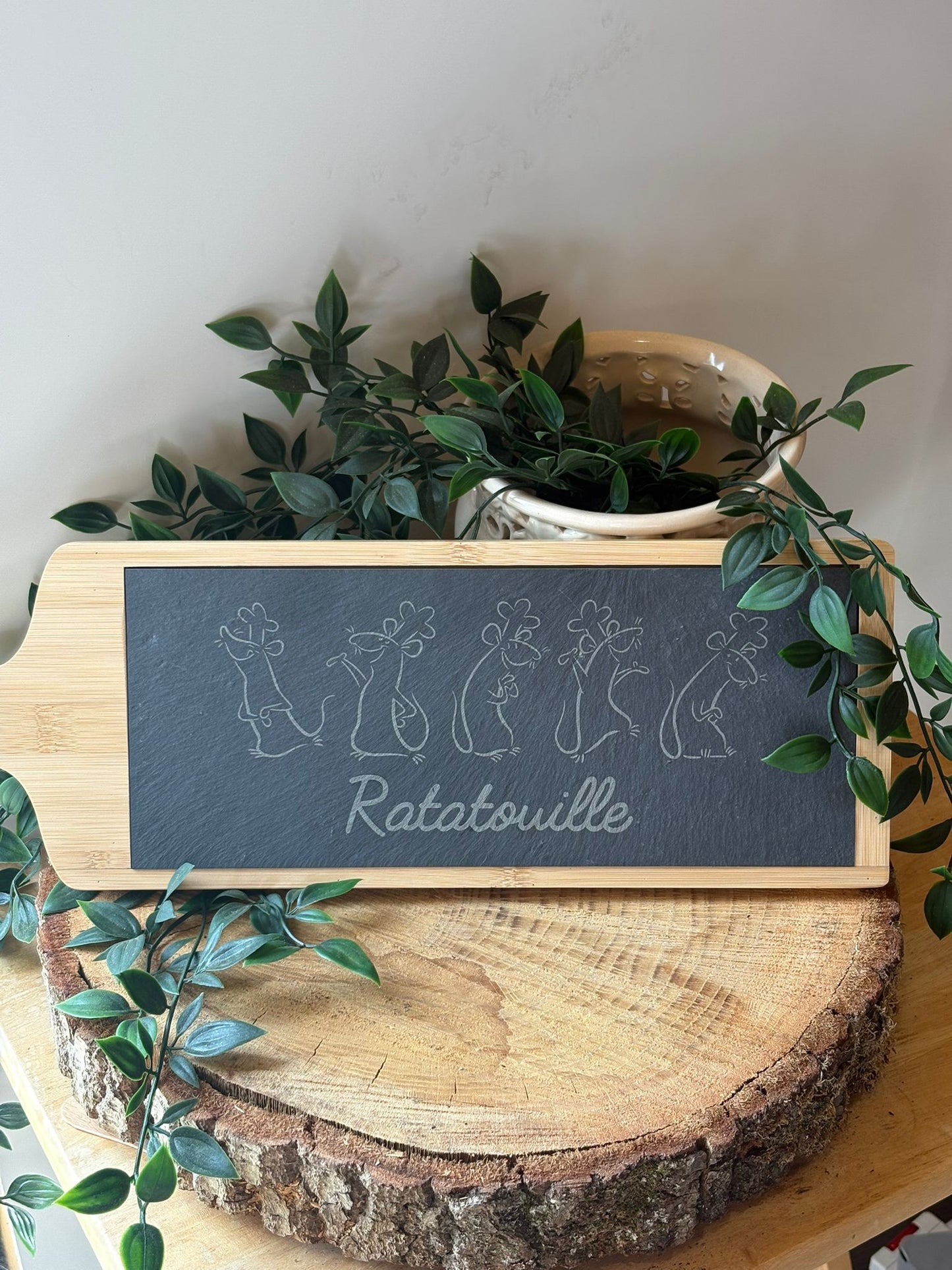 Wooden/slate serving paddle