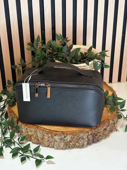 Black fold flat make-up pouch