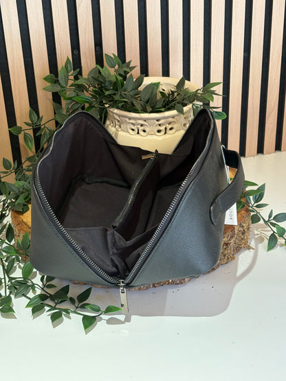 Black fold flat make-up pouch