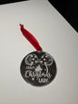 Engraved Silver mirror Christmas Tree Decoration