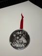 Engraved Silver mirror Christmas Tree Decoration