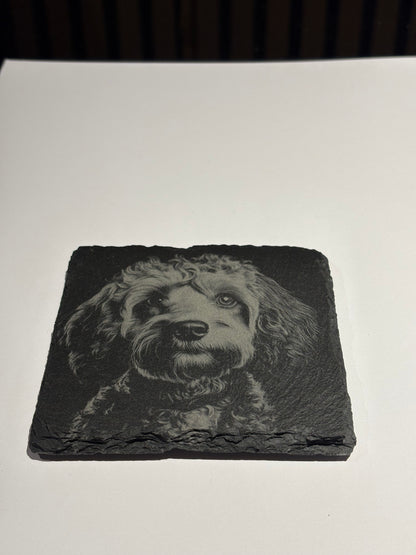 Engraved Dog Slate Coaster