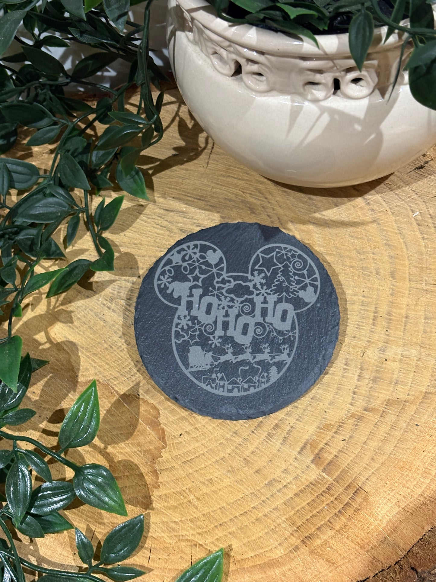 Circular Mouse ears Christmas coasters