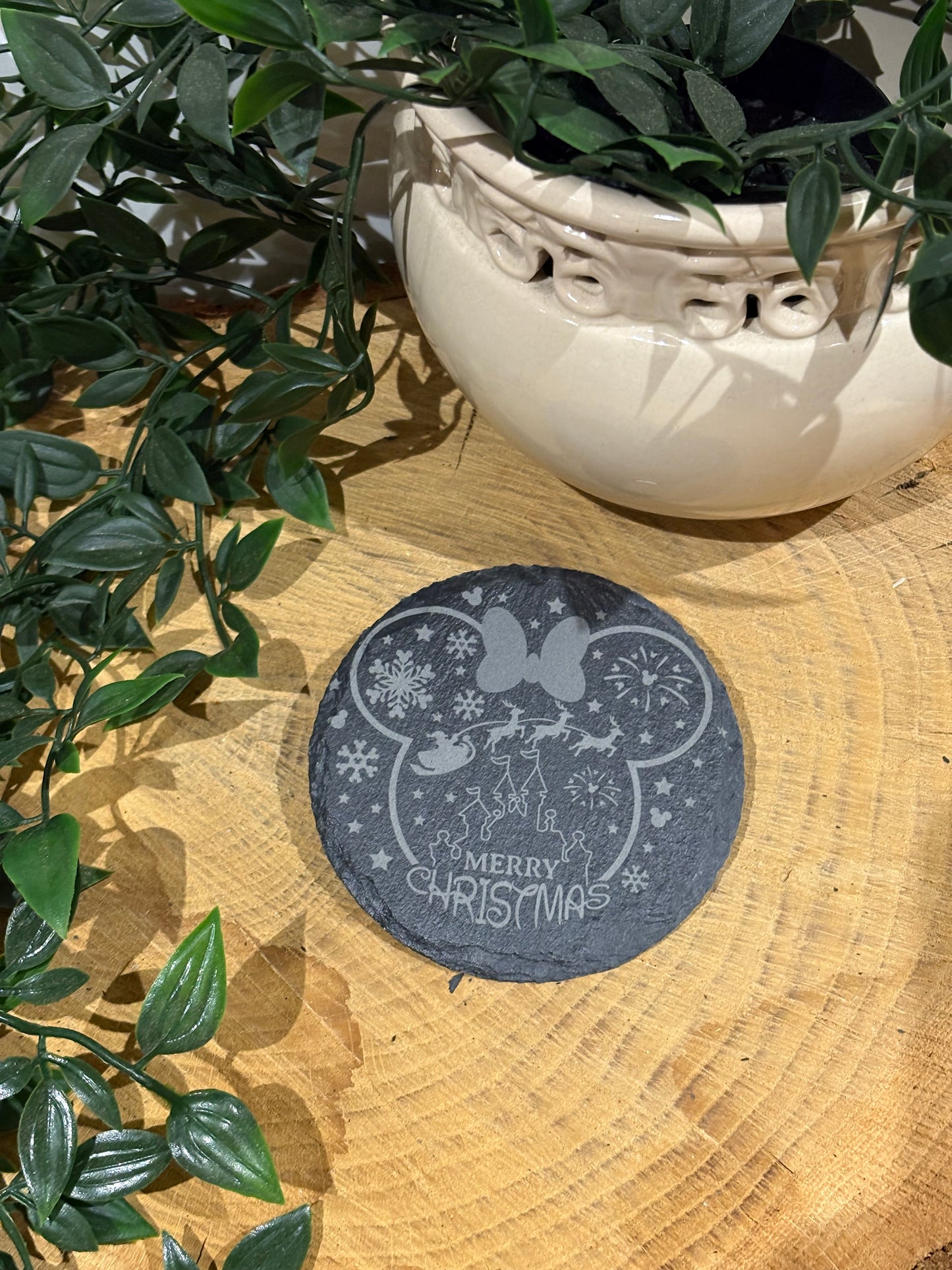 Circular Mouse ears Christmas coasters