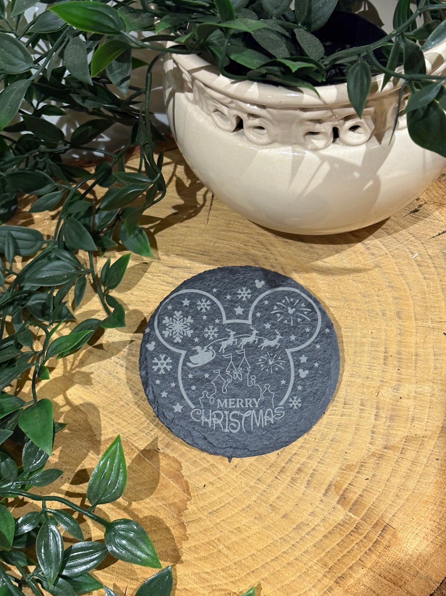 Circular Mouse ears Christmas coasters