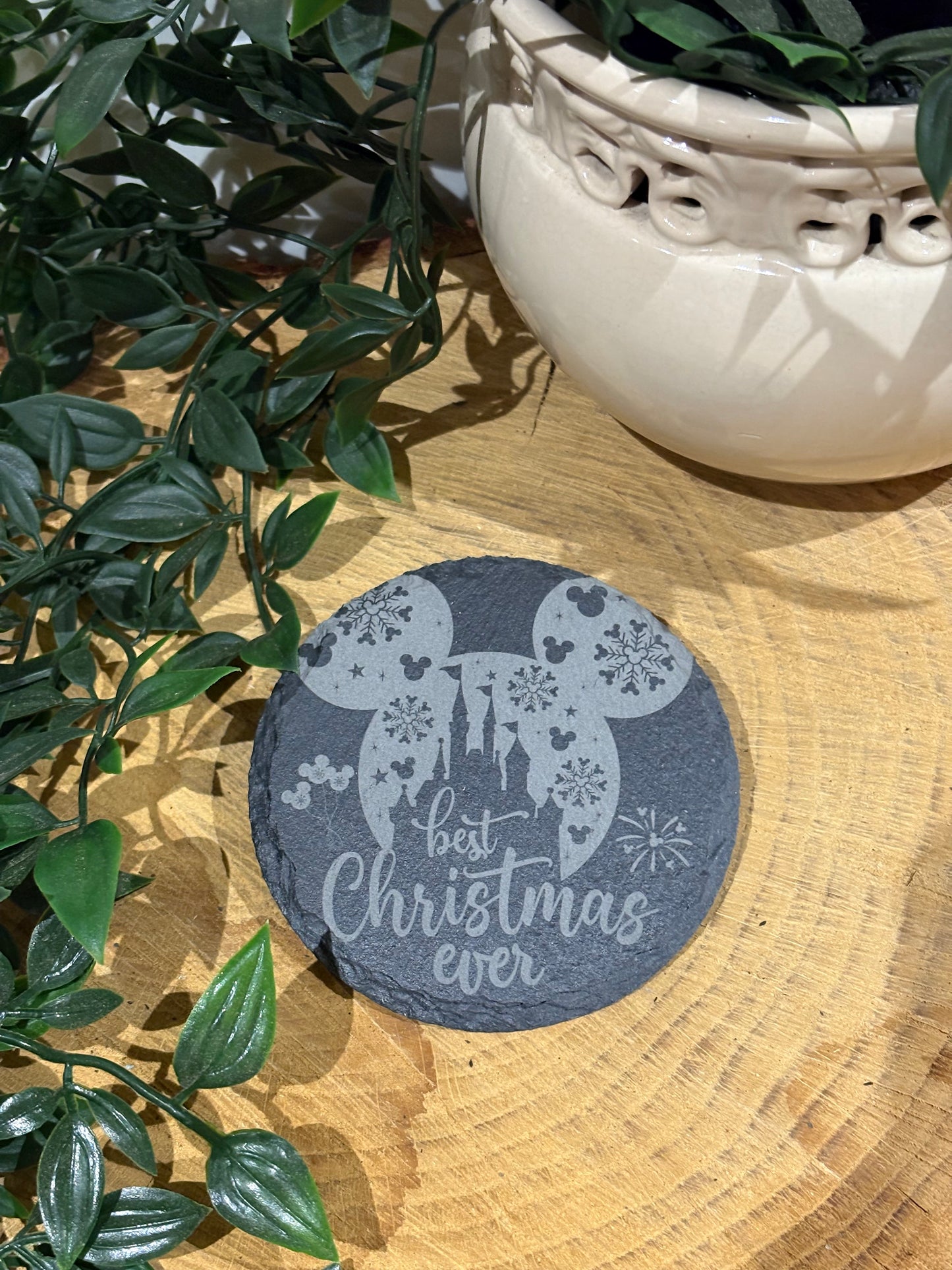 Circular Mouse ears Christmas coasters