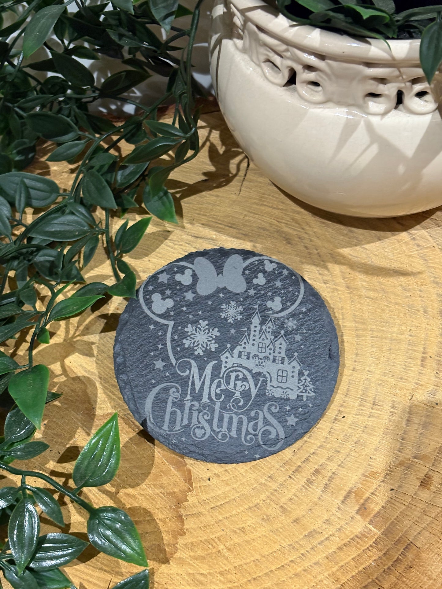 Circular Mouse ears Christmas coasters