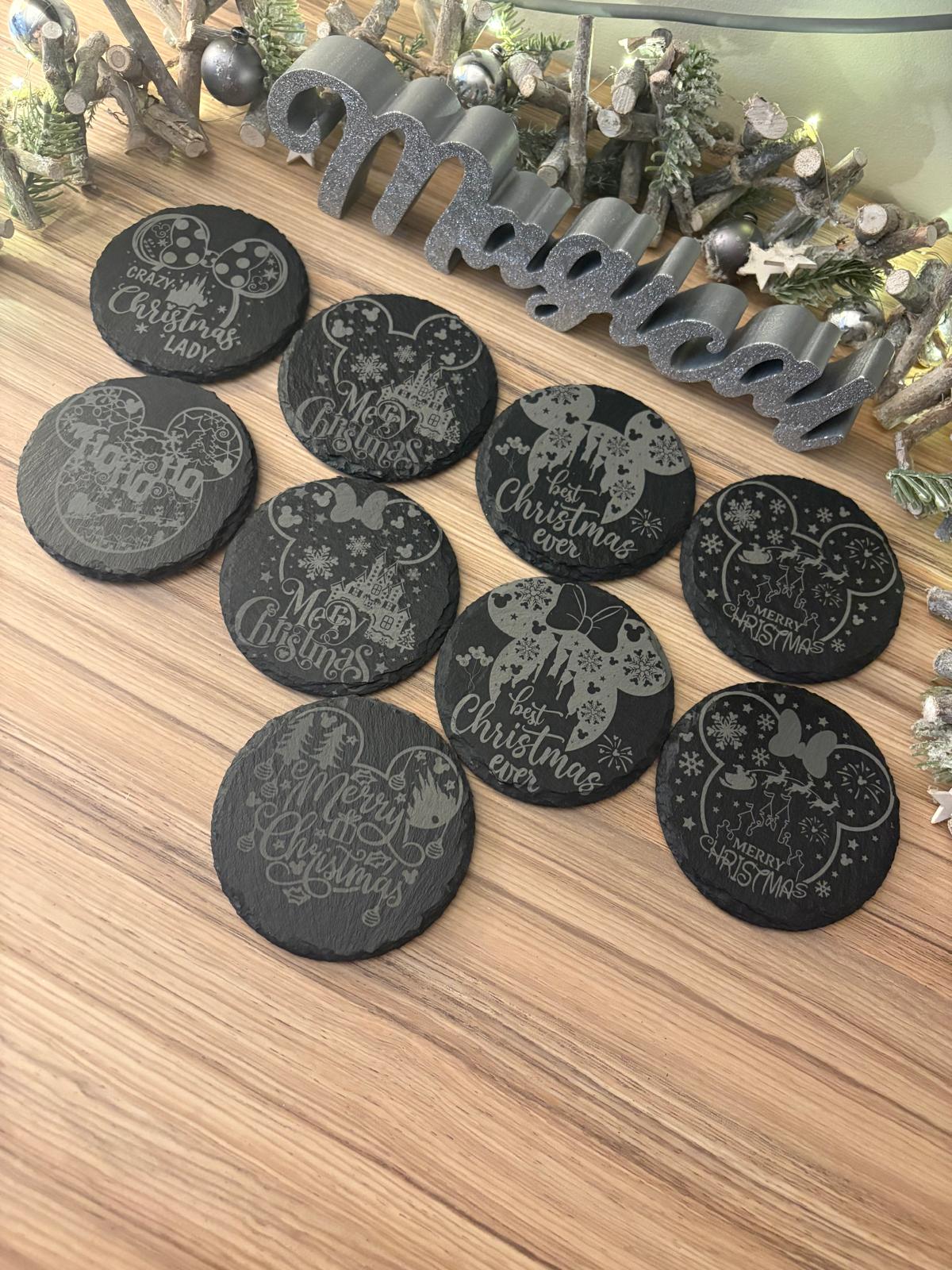 Circular Mouse ears Christmas coasters