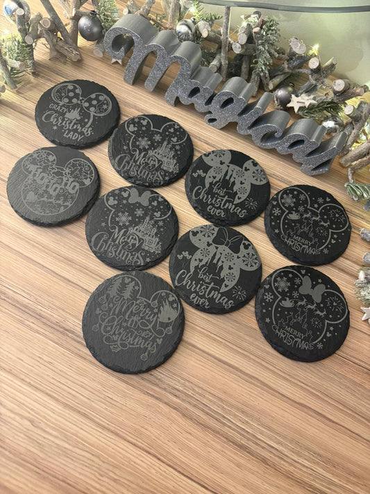 Circular Mouse ears Christmas coasters