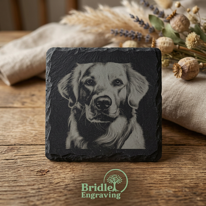 Engraved Dog Slate Coaster