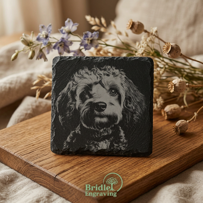 Engraved Dog Slate Coaster