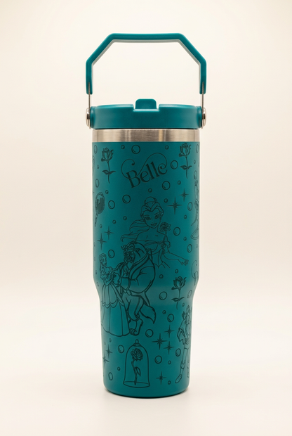 Teal 30oz Beauty and the Beast tumbler colour mock-up