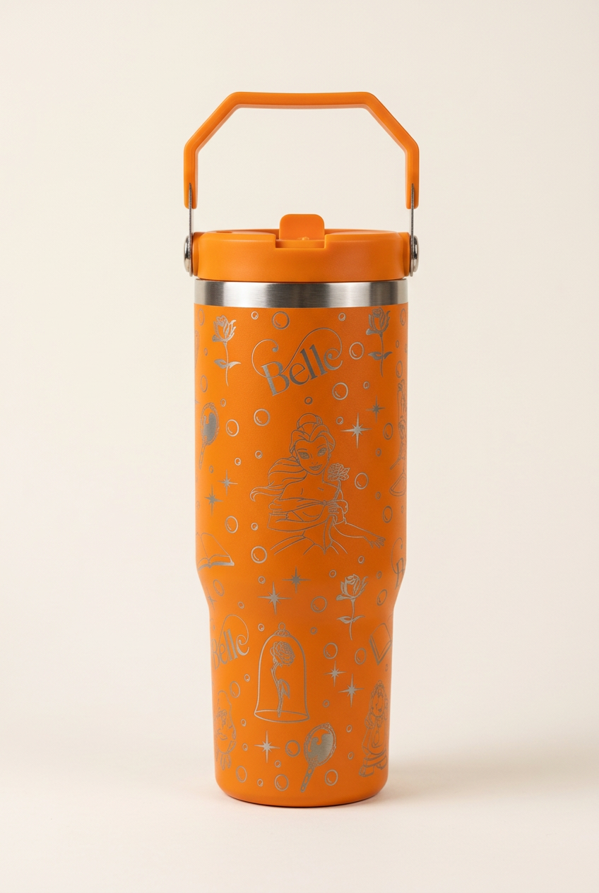 Orange 30oz Beauty and the Beast tumbler colour mock-up