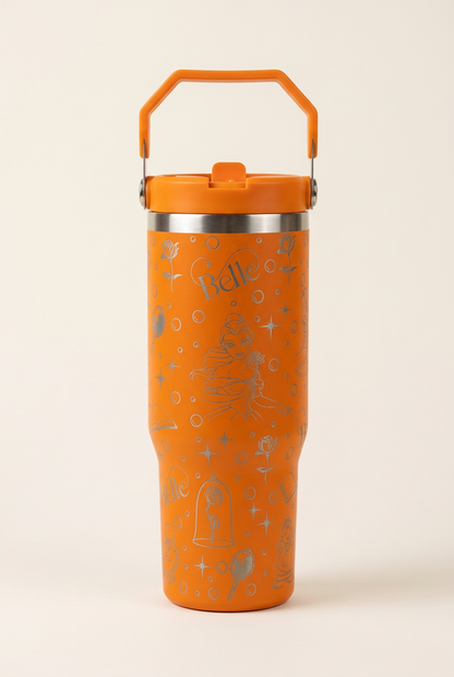 Orange 30oz Beauty and the Beast tumbler colour mock-up