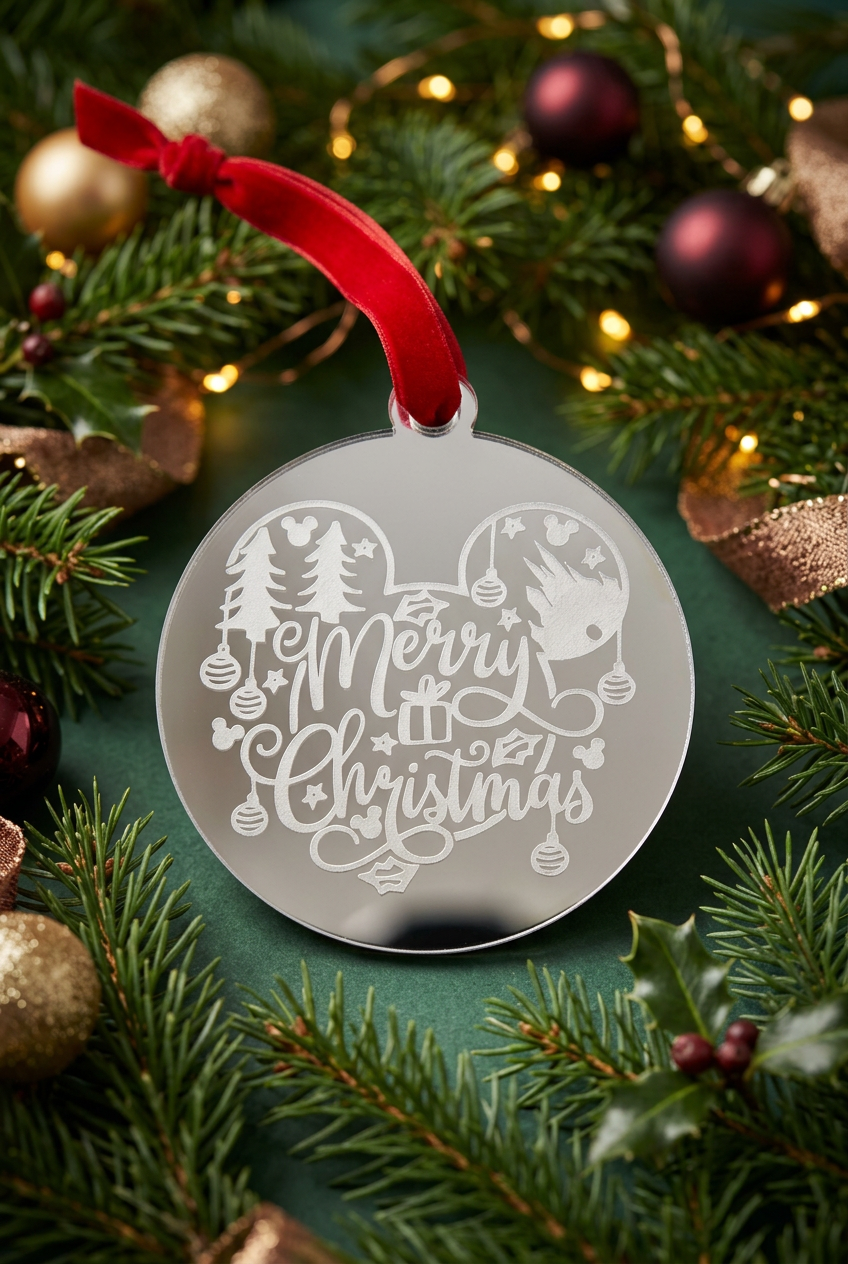 Silver mirror Merry Christmas festive lettering decoration