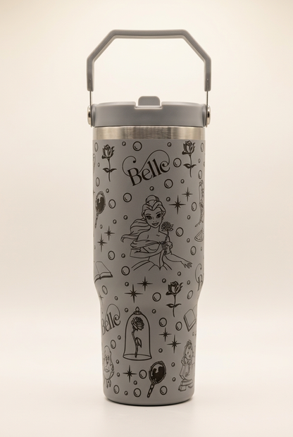 Gray 30oz Beauty and the Beast tumbler colour mock-up
