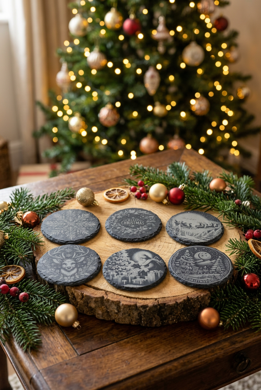 Christmas slate coasters