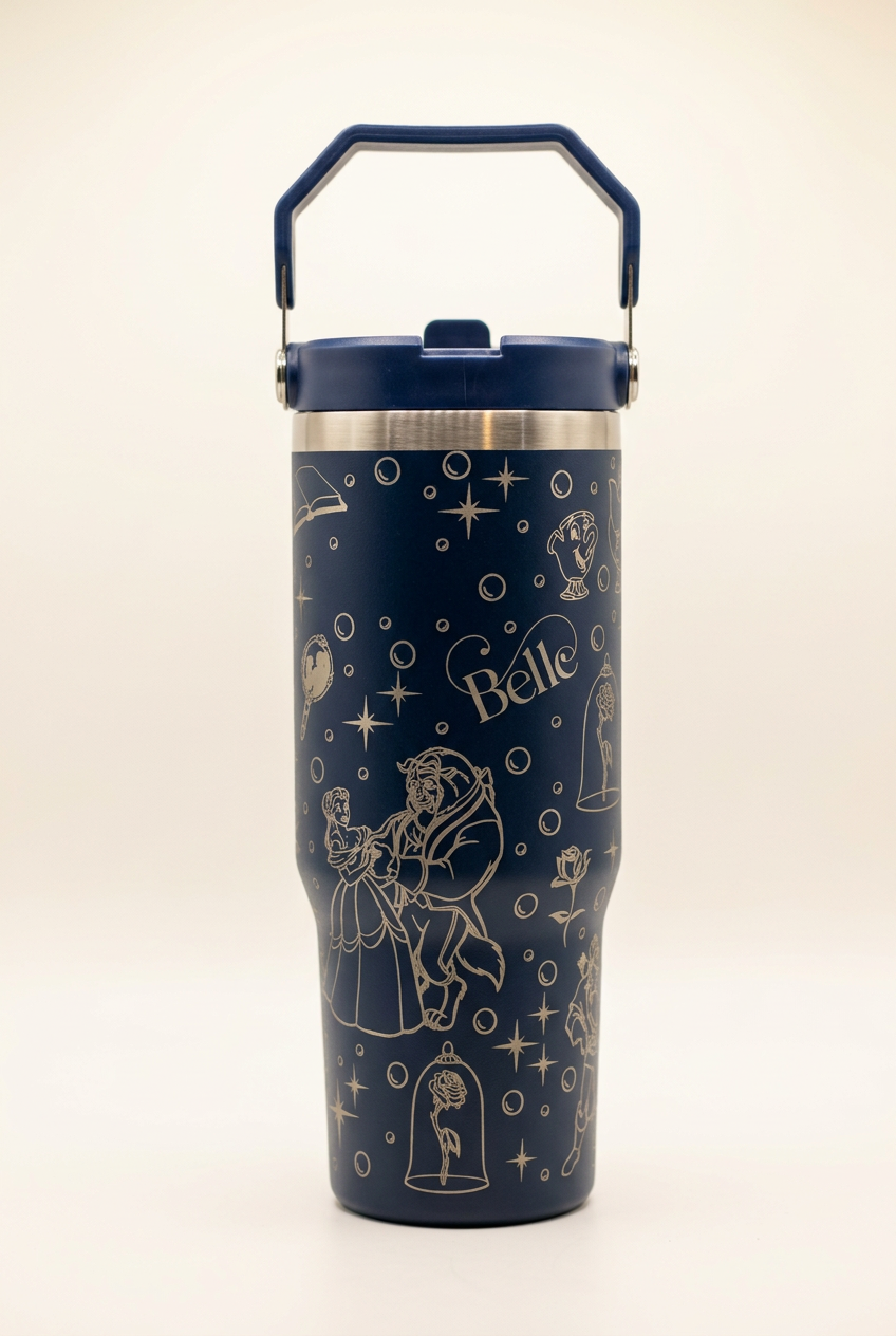 Navy 30oz Beauty and the Beast tumbler colour mock-up