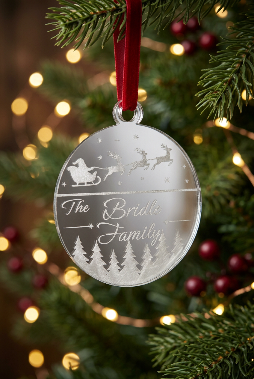 The Bridle Family personalised decoration in a festive setting