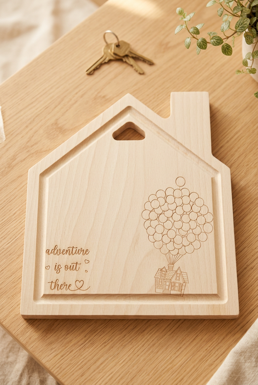 Personalised Adventure Is Out There House-Shaped Wooden Board
