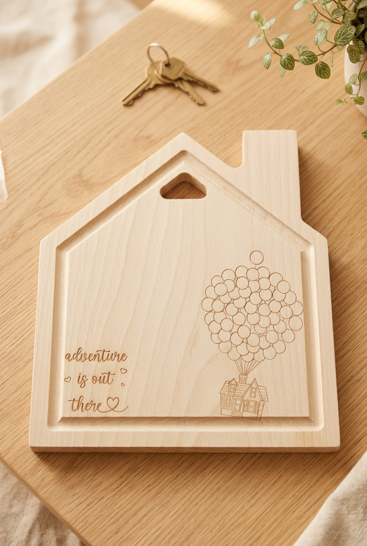 Personalised Adventure Is Out There House-Shaped Wooden Board