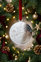 Silver mirror Christmas decoration, ears and sleigh design in a festive setting