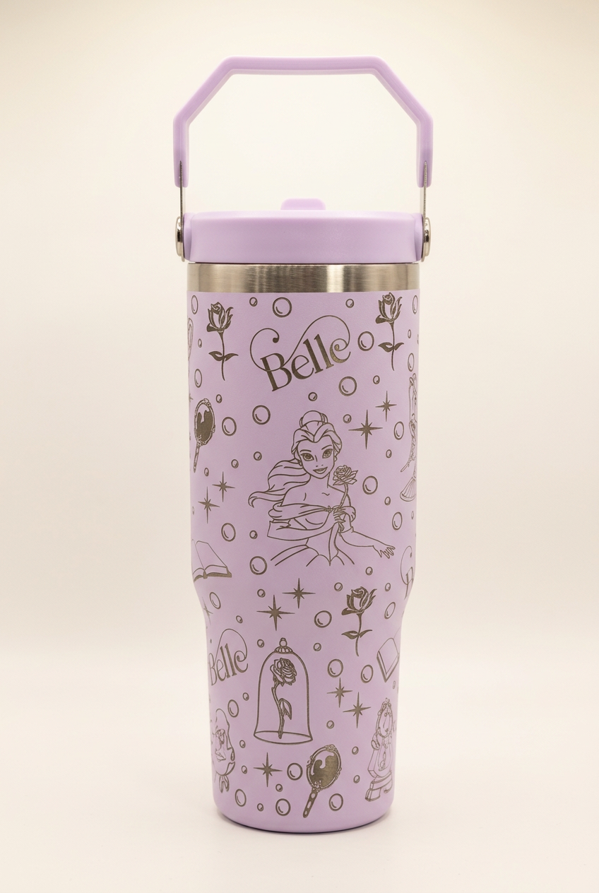 Lavender 30oz Beauty and the Beast tumbler colour mock-up