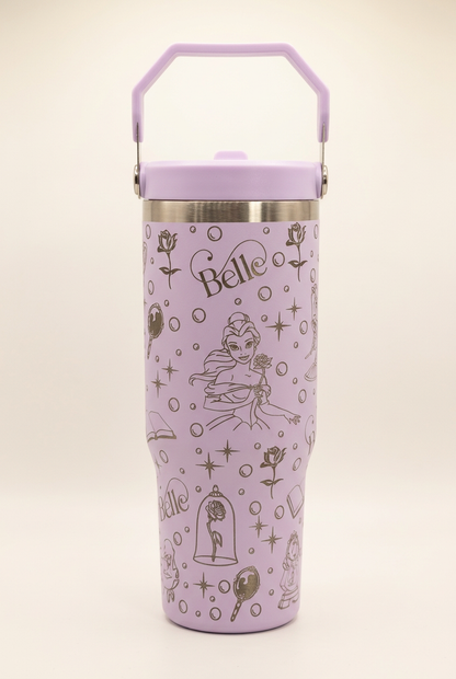 Lavender 30oz Beauty and the Beast tumbler colour mock-up